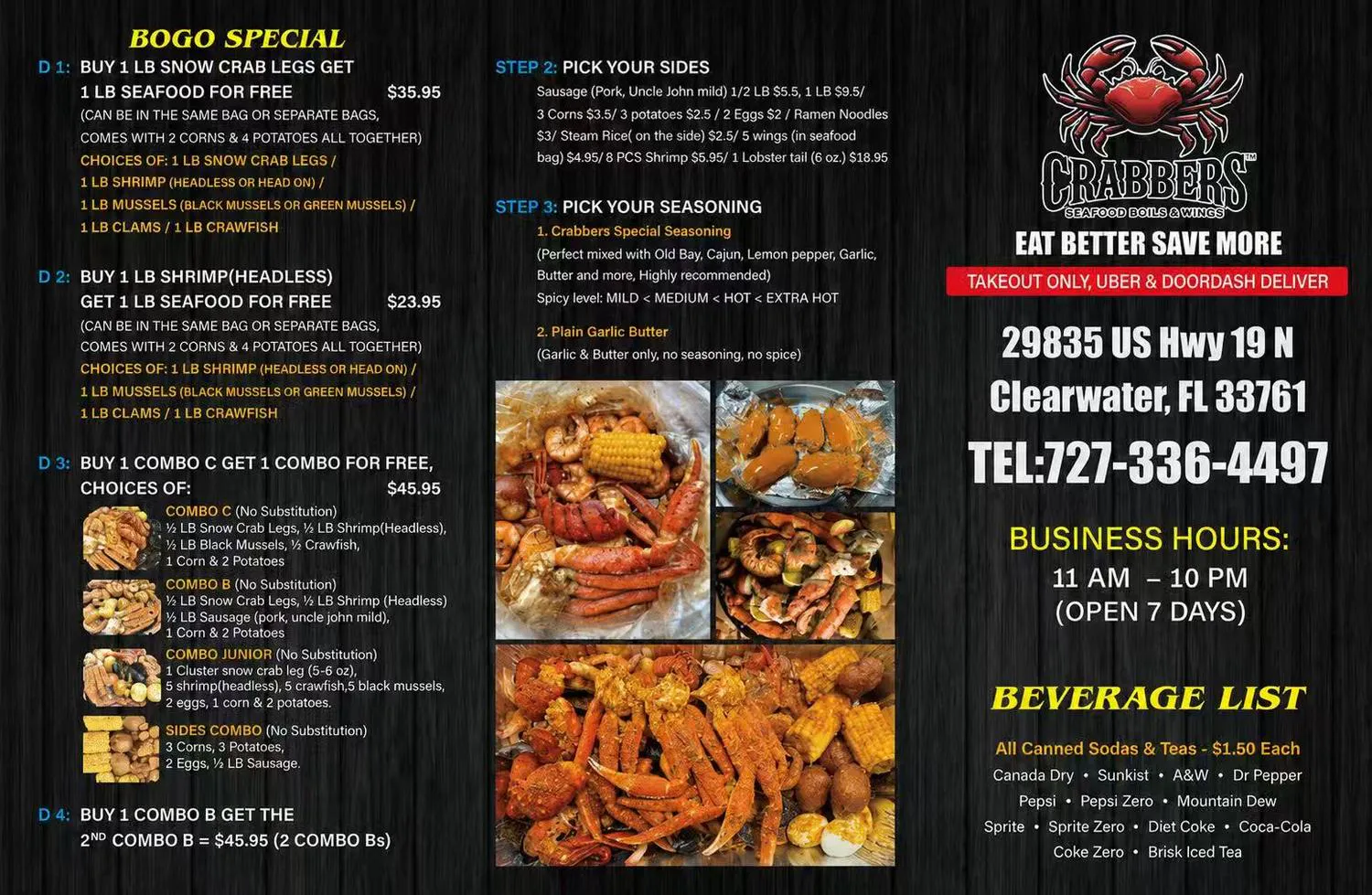 Restaurant menu 1, detailed description provided below